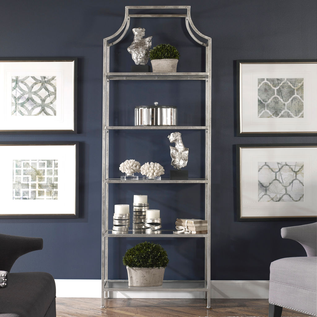 Silver Etagere Shelving Unit