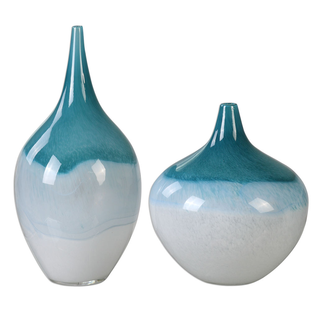 Preview image for Uttermost Carla Teal White Vases, S/2