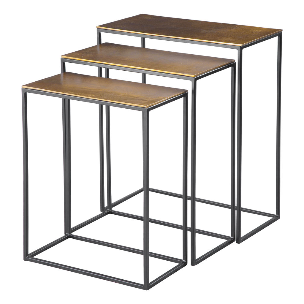 Living Room Gold Nesting Tables, Set of 3