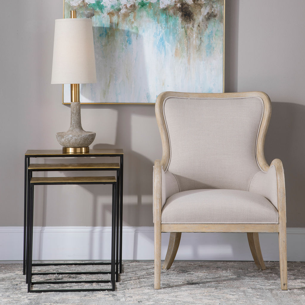 Living Room Gold Nesting Tables, Set of 3