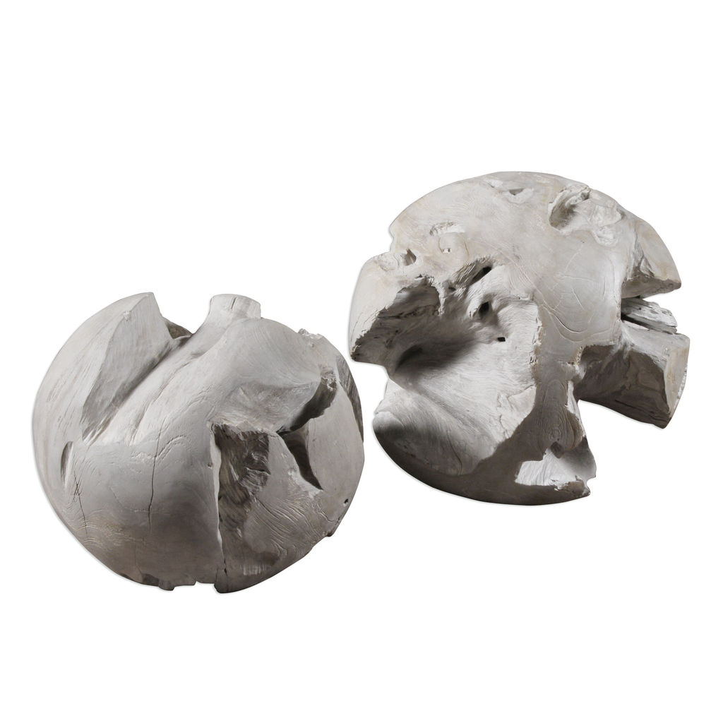 Preview image for Pale Gray Teak Balls Decorative Accent (Set of 2)
