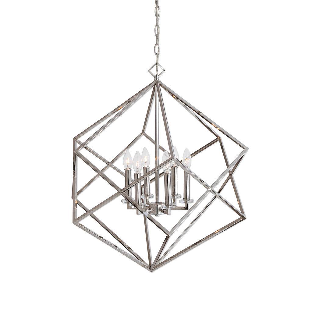 Preview image for Uttermost Euclid 6 Light Nickel Cube Pendant
