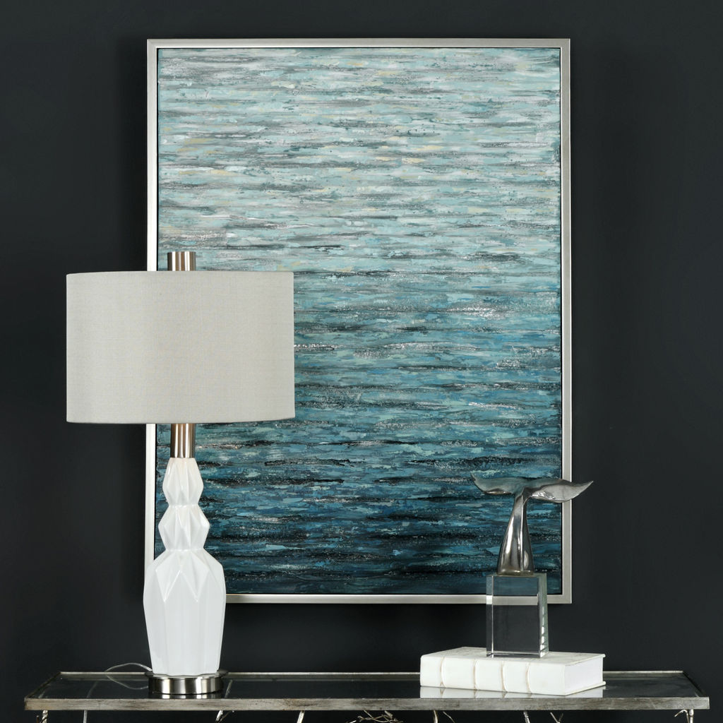 Wall Art - Painted Ocean In Hues Of Blue (41.50"H x 31.25"W)