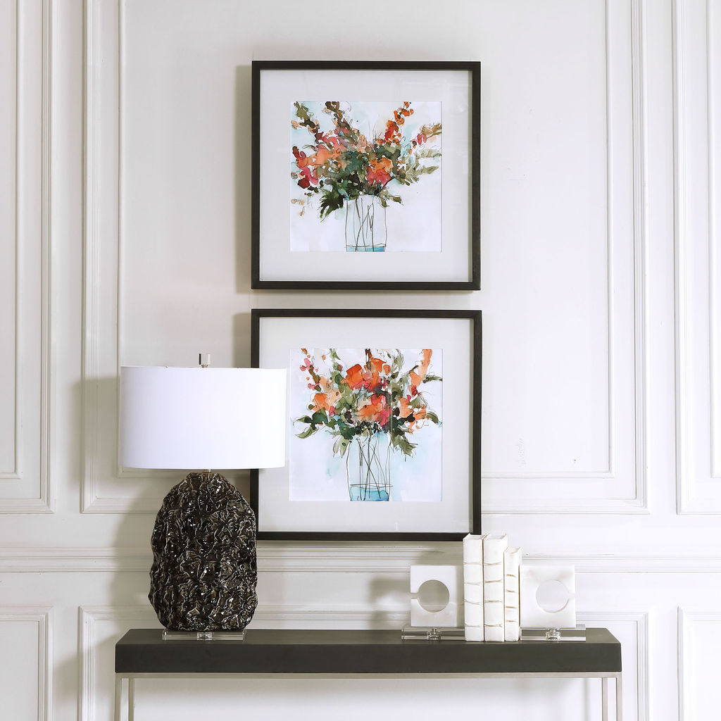 Fresh Flowers Watercolor Prints, S/2