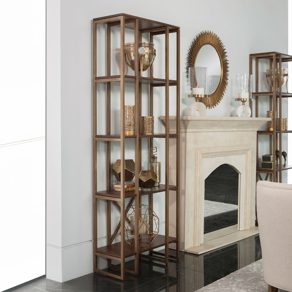 Antique Gold Etagere Bookcase