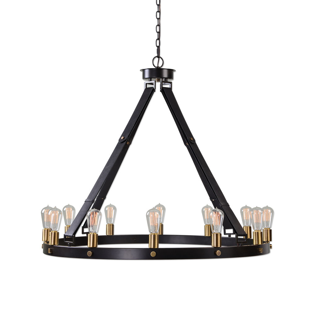 Preview image for Leather Wrapped 12 Light Circle Chandelier