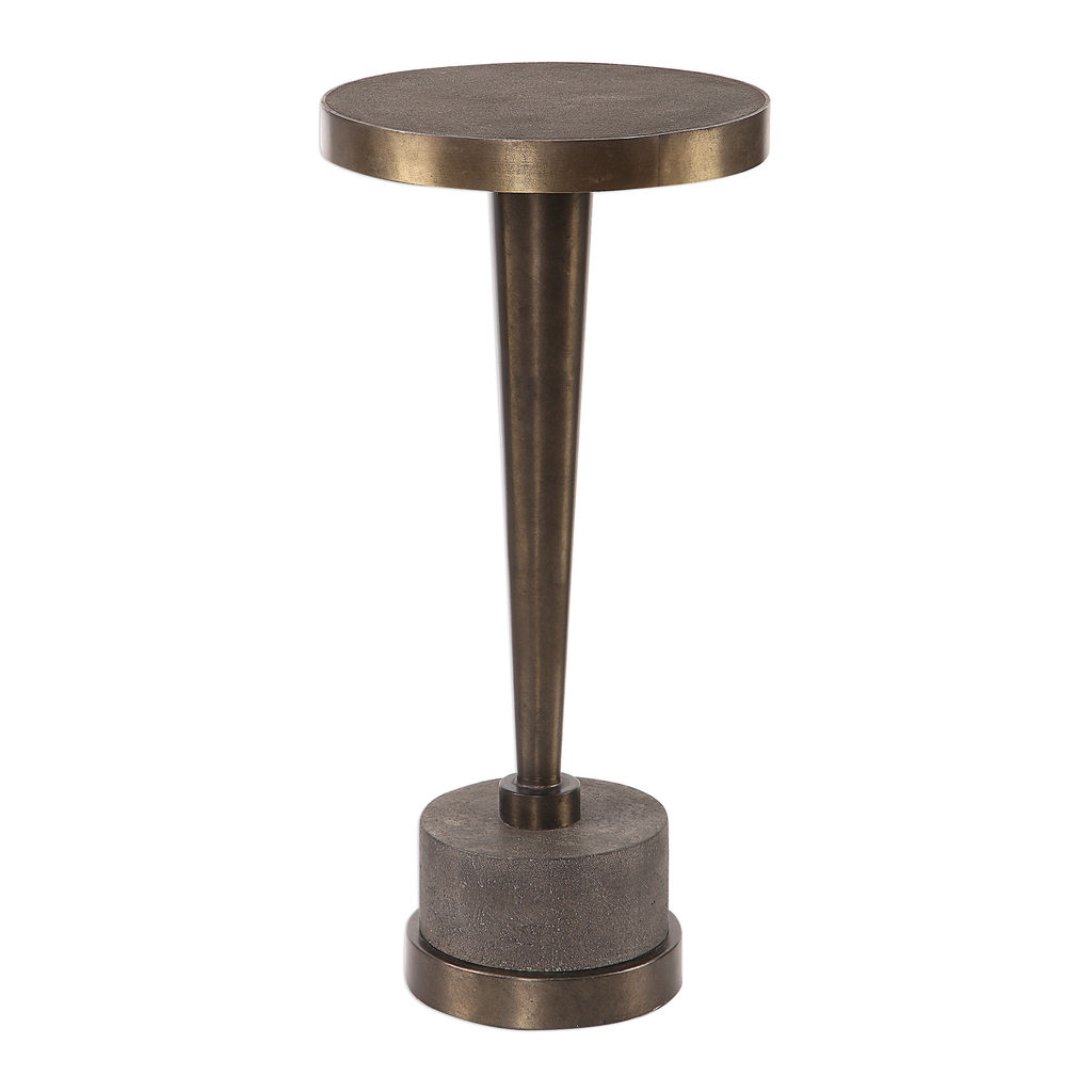 Accent Drink Table Gray Concrete + Oxidized Bronze Steel