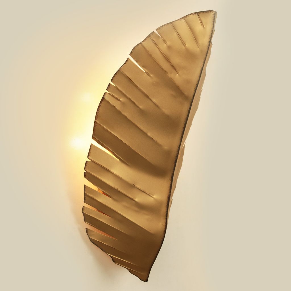 Preview image for Banana Leaf 3-Lt Tall Sconce - Gold