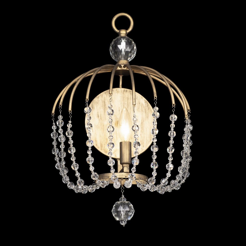 Voliere 1-Lt Crystal Wall Sconce - Havana Gold