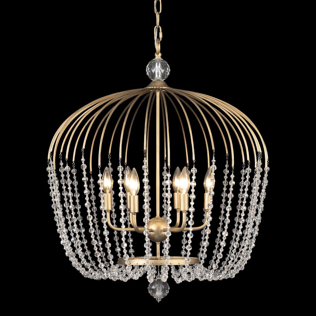 Preview image for Voliere 6-Lt Crystal Tall Pendant - Havana Gold