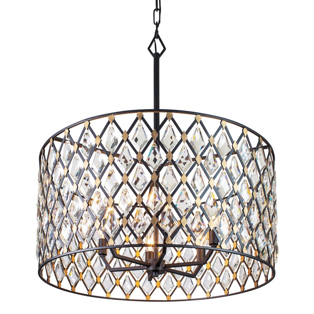 Preview image for Windsor 6-Lt Crystal Pendant - Carbon/Havana Gold