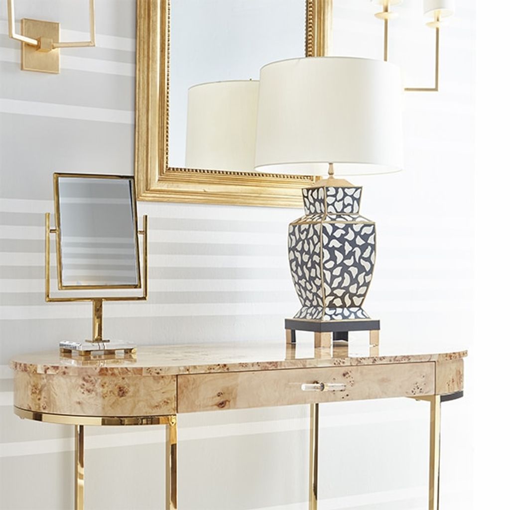 Bianca Blp, Hand Painted Urn Shape Tole Table, Lamp, In Black Leopard