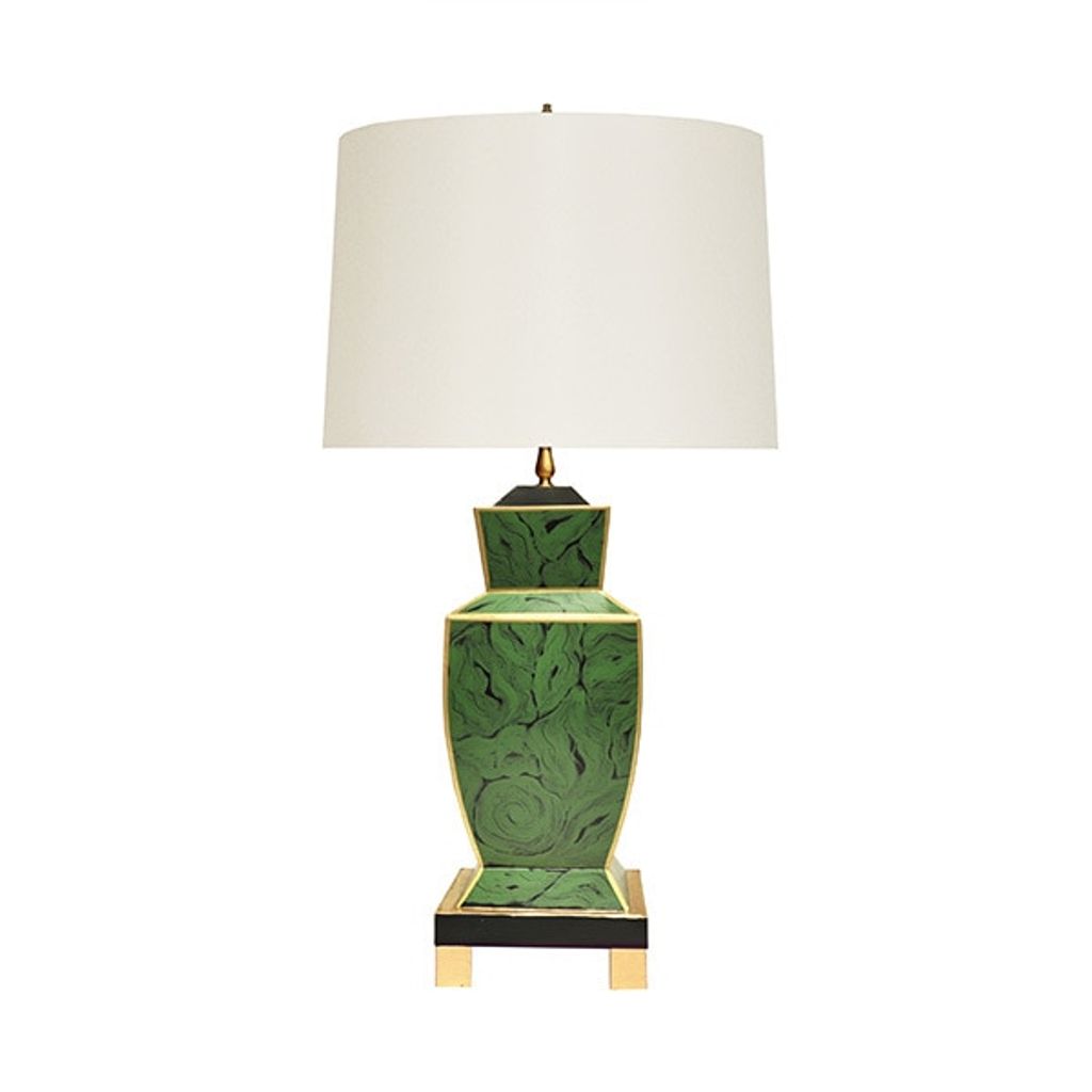 Preview image for Bianca Mal, Hand Painted Urn Shape Tole Table, Lamp, In Malachite