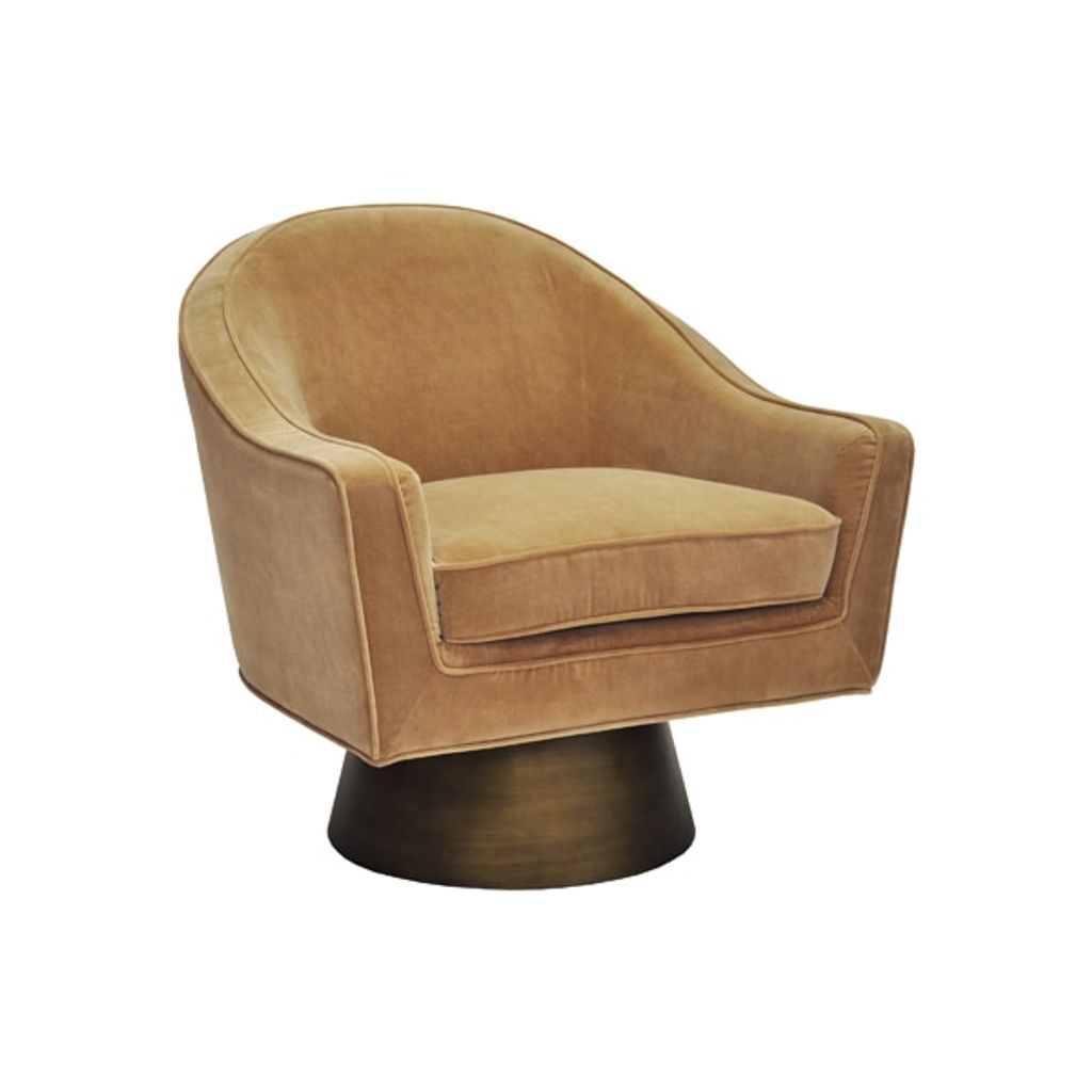 Worlds Away Dominic Swivel Chair Camel
