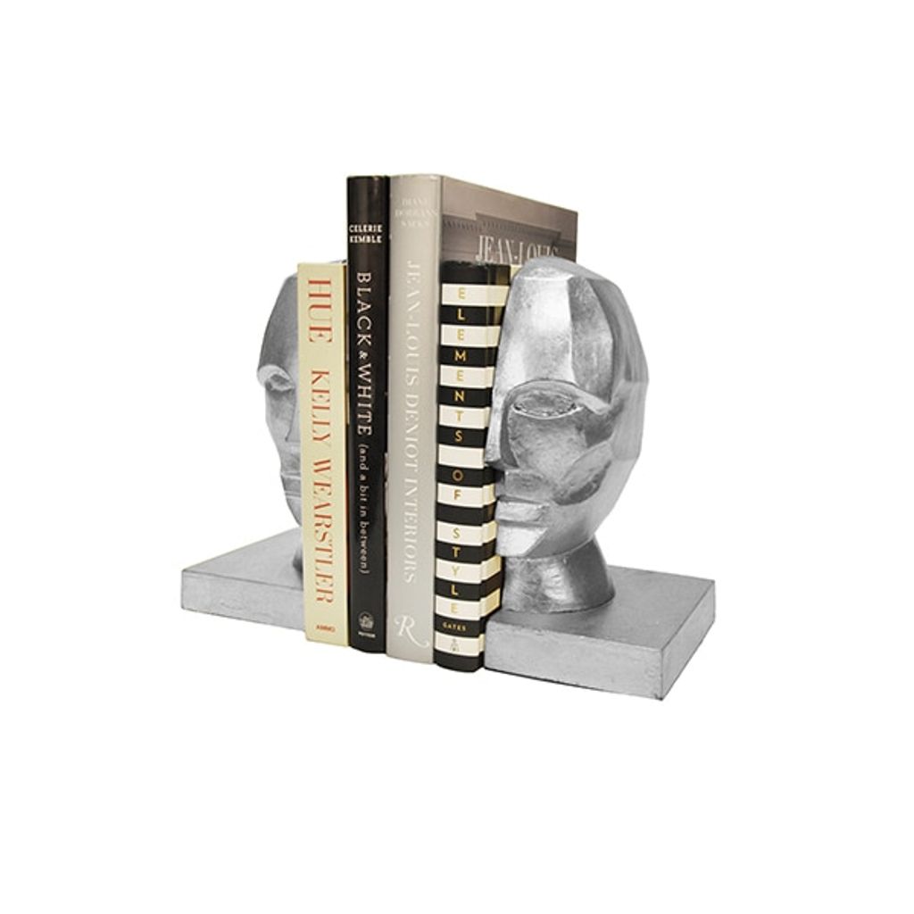 Worlds Away Edmund Profile Bookends Silver Leaf