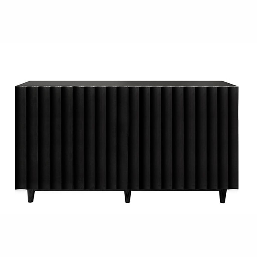 Odette Bl, Black Lacq 4 Dr Scalloped Front Cabinet
