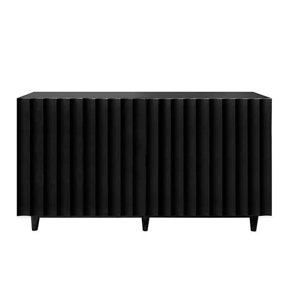 Odette Bl, Black Lacq 4 Dr Scalloped Front Cabinet