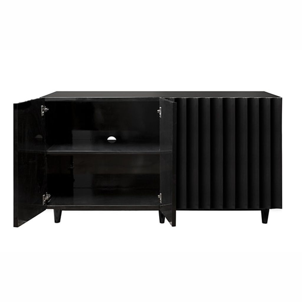 Odette Bl, Black Lacq 4 Dr Scalloped Front Cabinet