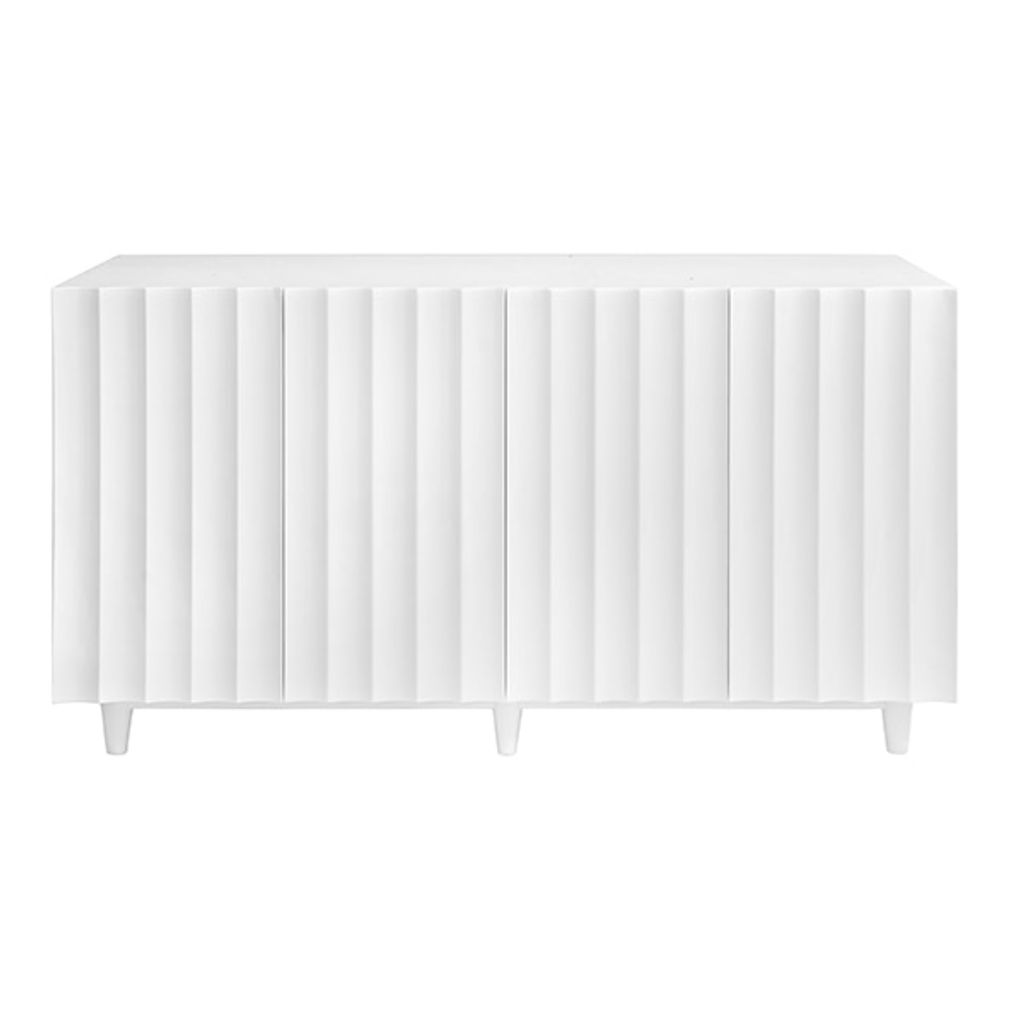 Odette Wh, White Lacq 4 Dr Scalloped Front Cabinet