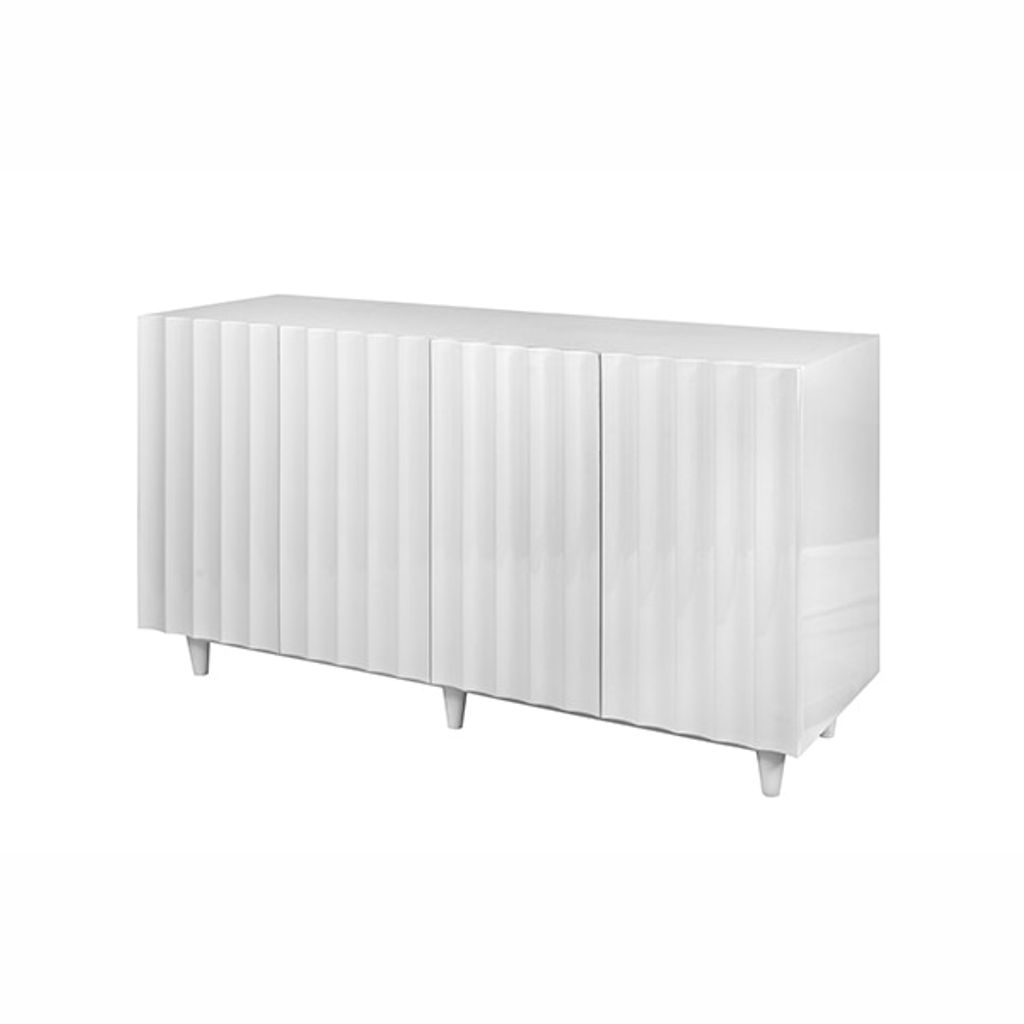 Odette Wh, White Lacq 4 Dr Scalloped Front Cabinet