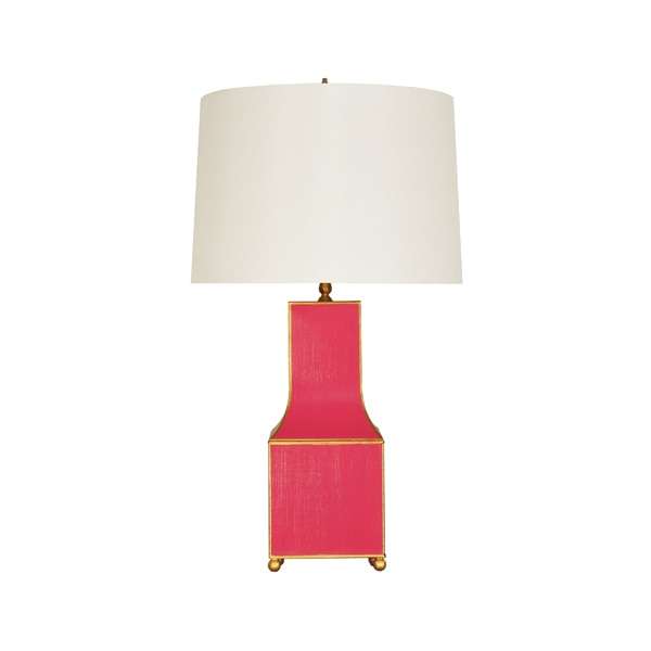Renata Pi, Handpainted Pagoda Table, Lamp, In Pink With Gold Trim