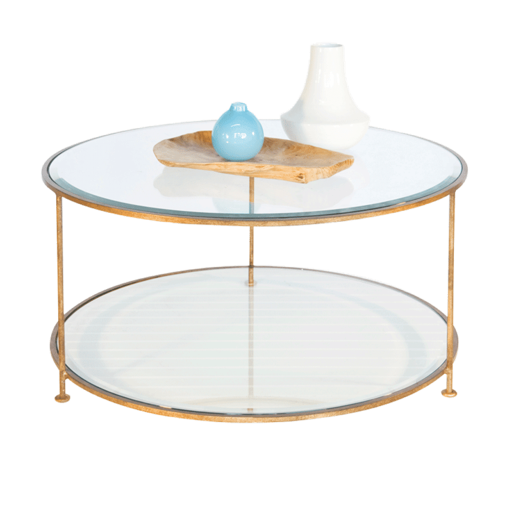 Rollo G, Gold Lf Two Tier Round Coffee Table