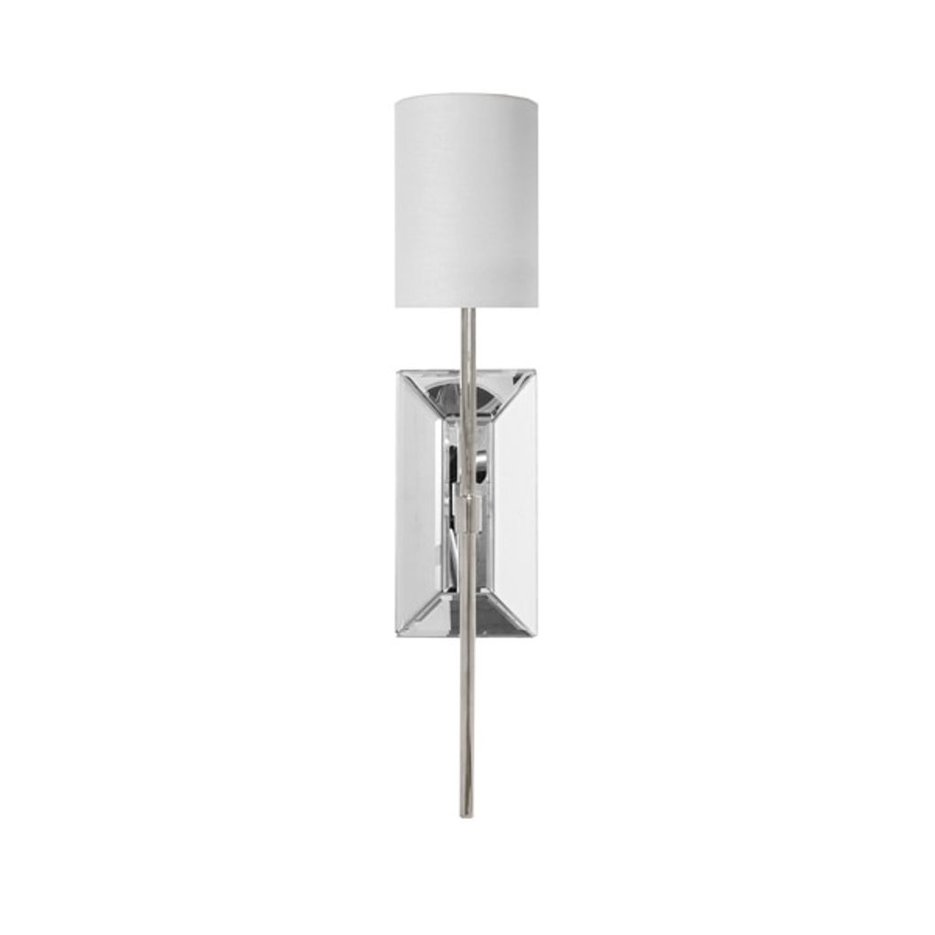 Preview image for Virginia N, Mirror, & Nickel Sconce, With White Linen Shade