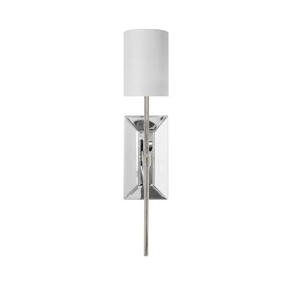 Virginia N, Mirror, & Nickel Sconce, With White Linen Shade