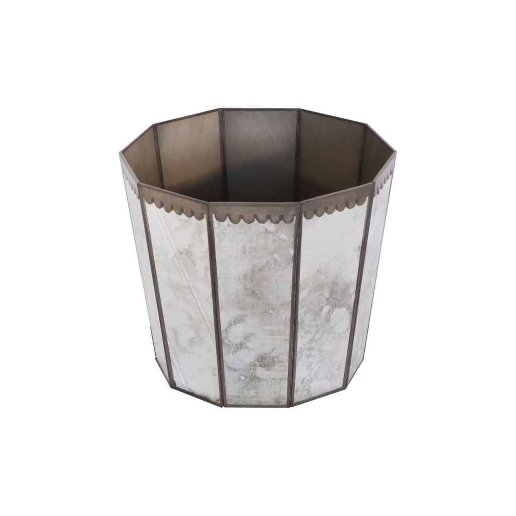 Antique Mirror Hex Wastebasket