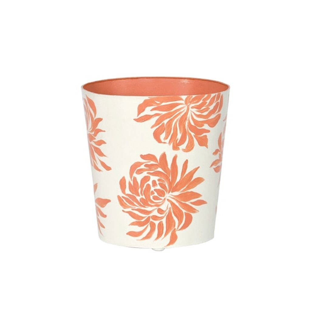 Preview image for Wbdahliaor, Oval Wastebasket Orange /Cream Floral