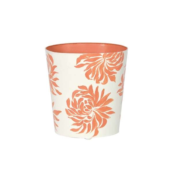 Wbdahliaor, Oval Wastebasket Orange /Cream Floral