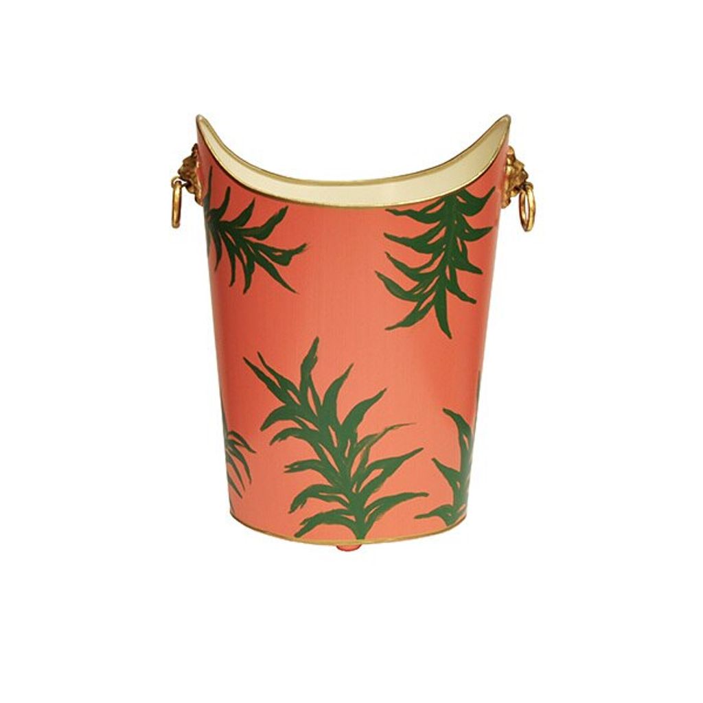Wblionov Palm, Oval Wastebasket With Lion Handles In Palm