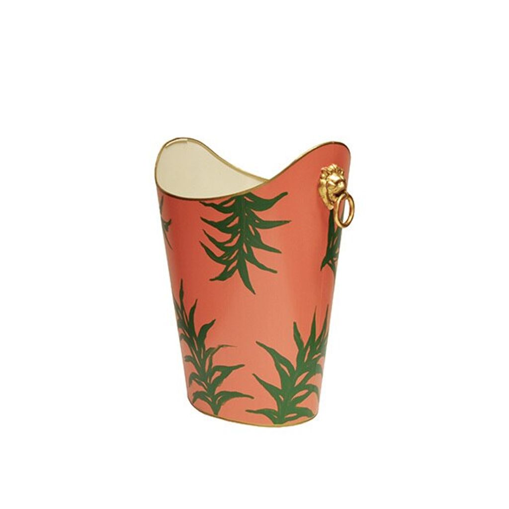 Wblionov Palm, Oval Wastebasket With Lion Handles In Palm