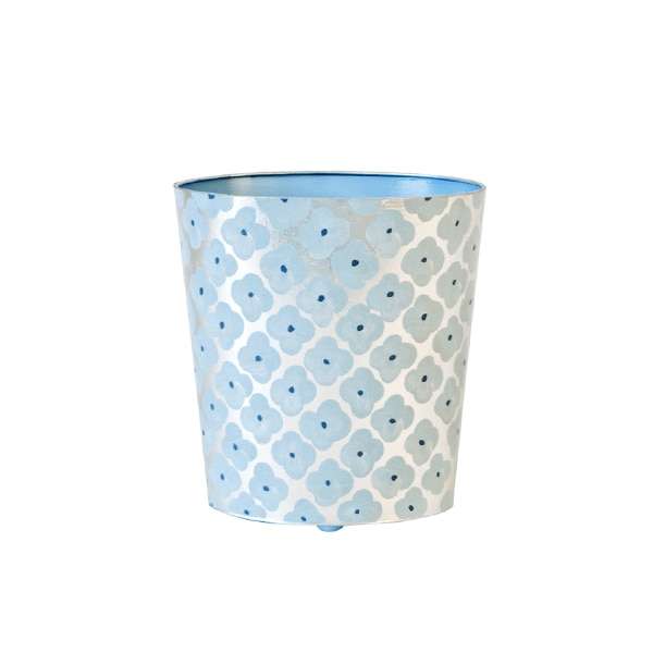 Wbmoroccobs, Oval Wastebasket Slvr Lf/Blue Ptrn