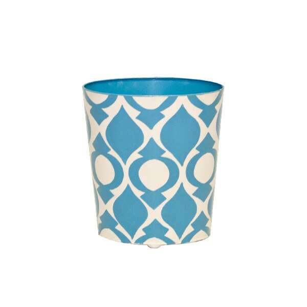 Wbpea Bl, Oval Wastebasket Blue And Cream