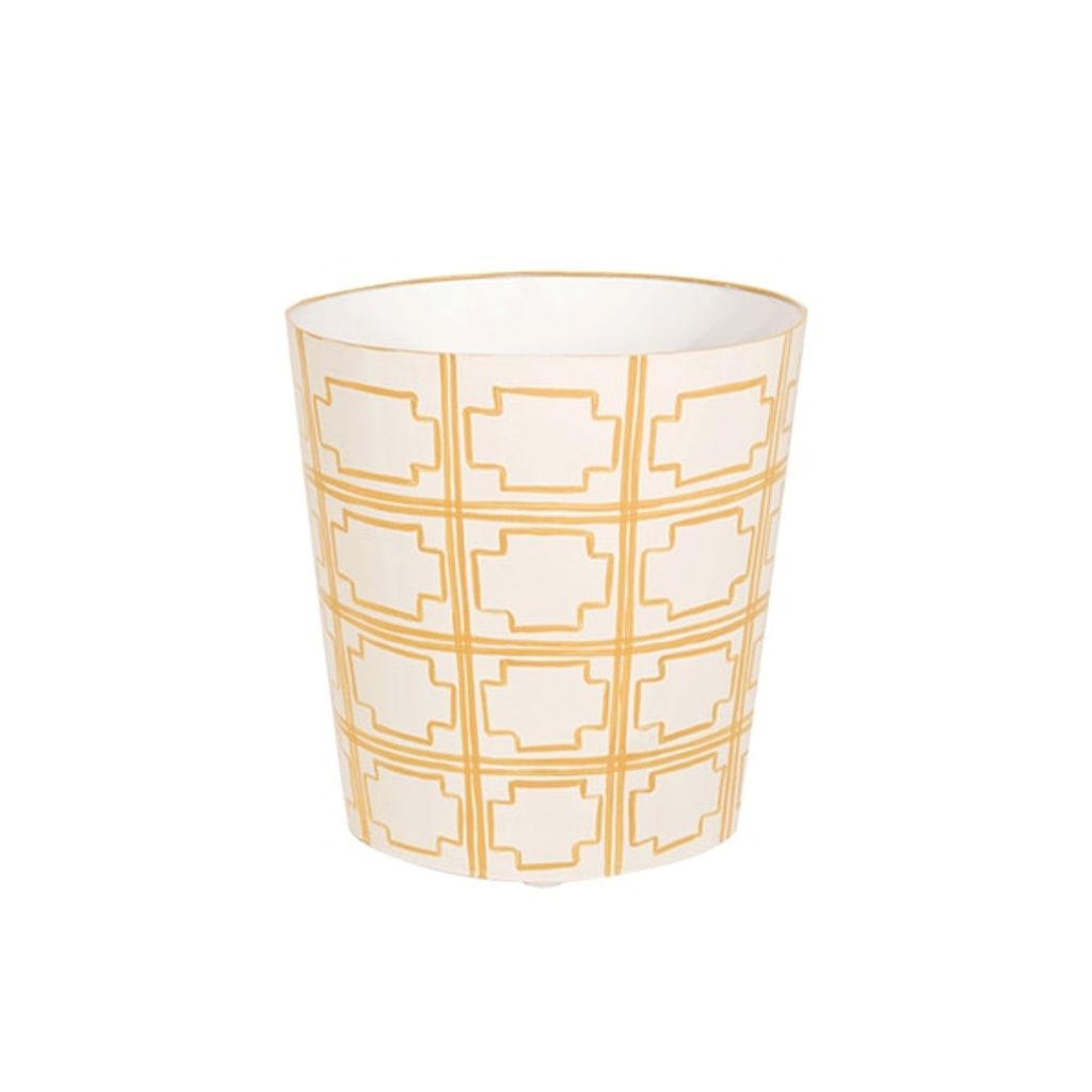 Wbsquaredy, Oval Wastebasket Cream/Yellow Sqrs