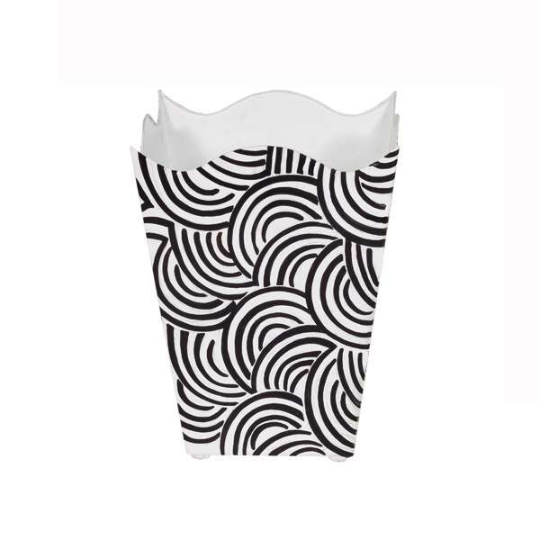 Wbwbreakerbl, Square Wave Top Wastebasket, Style:breaker, Color:black