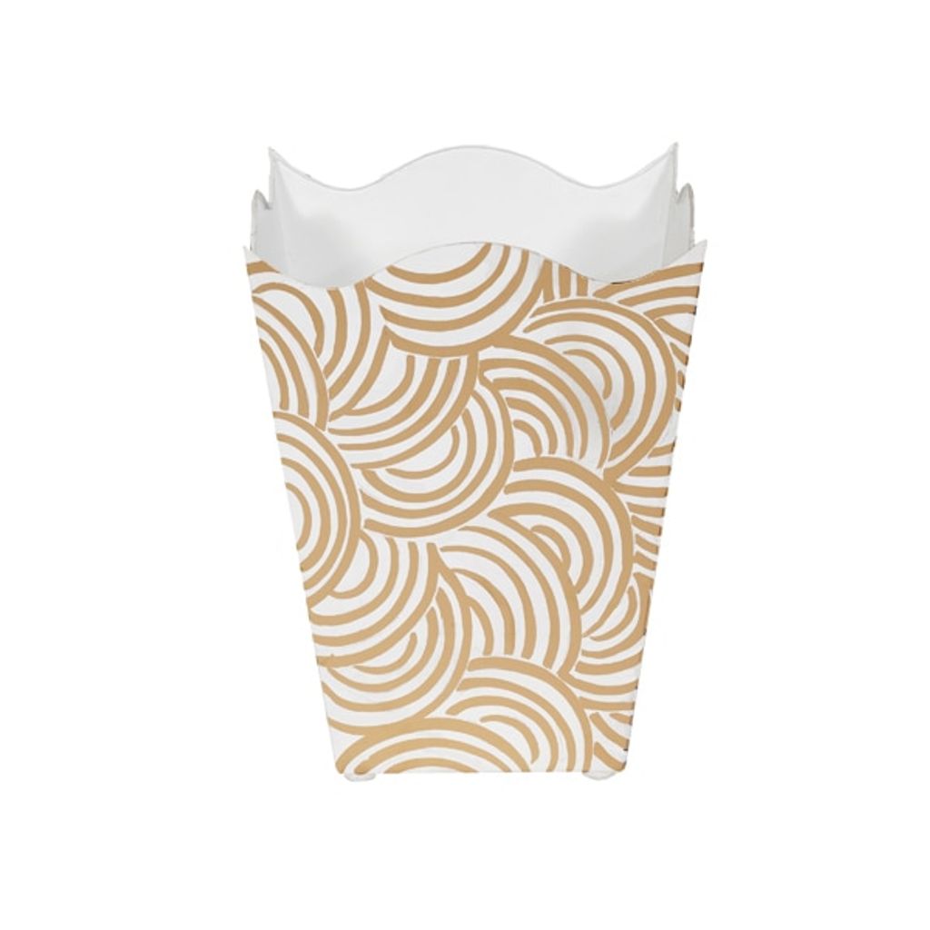 Preview image for Wbwbreakerg, Square Wave Top Wastebasket, Style:breaker, Color:gold