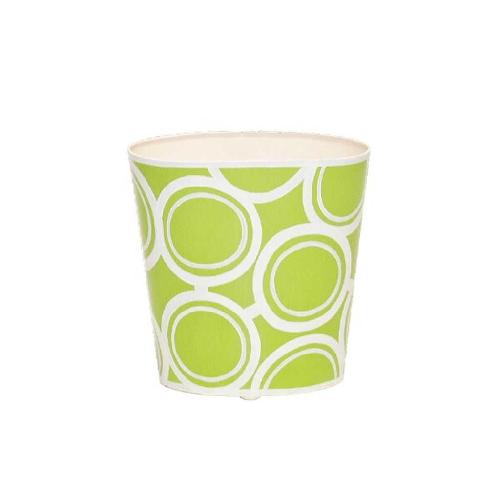 Wbzebbgr, Oval Wastebasket Green And Cream Bubble Design