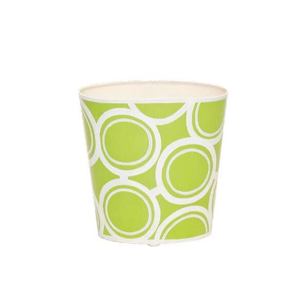 Wbzebbgr, Oval Wastebasket Green And Cream Bubble Design