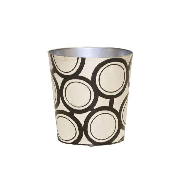 Wbzebbs, Oval Wastebasket Black And Silver Bubble Design