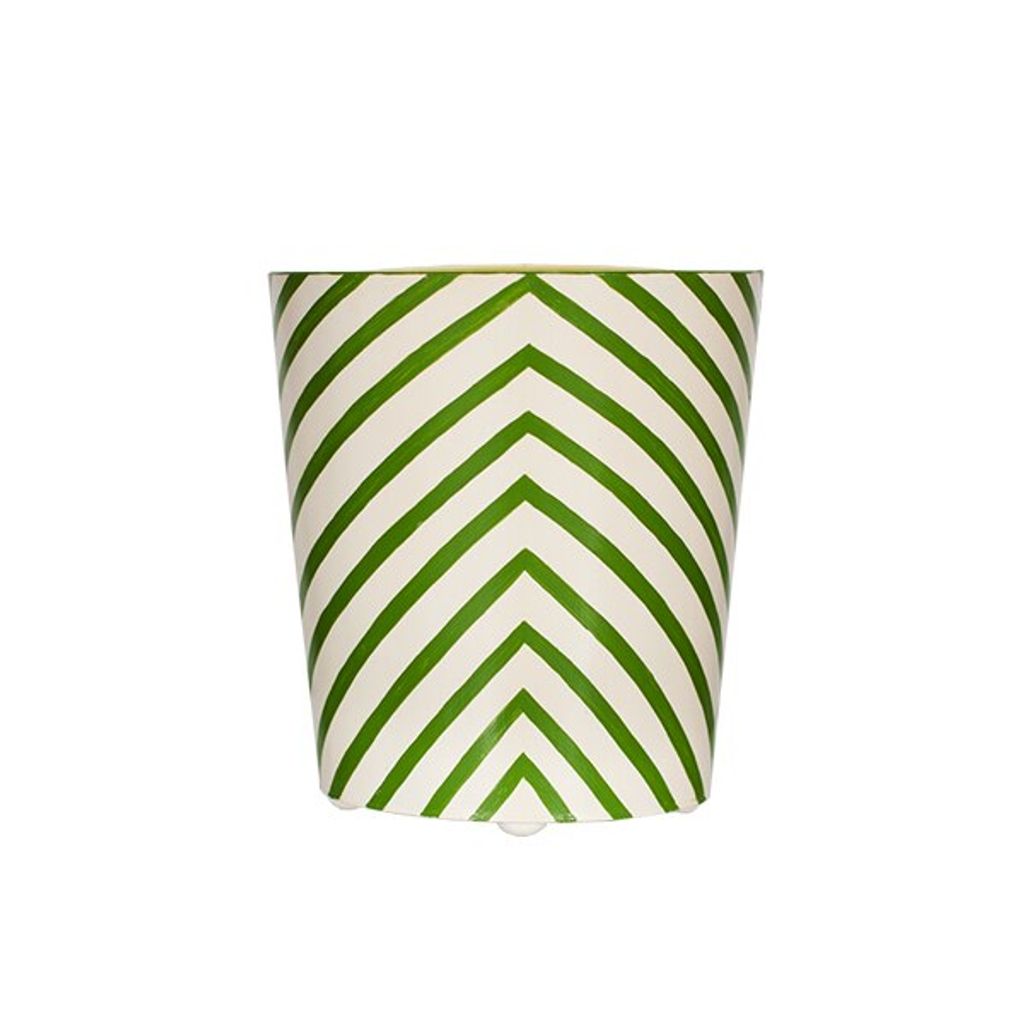 Preview image for Wbzeg, Oval Wastebasket Zebra Green/Cream