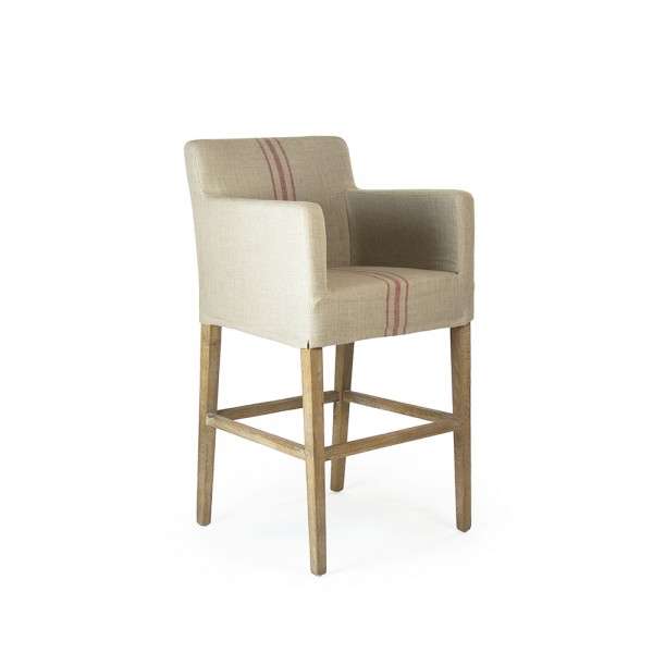Avignon Slipcover Bar Stool Red Stripe