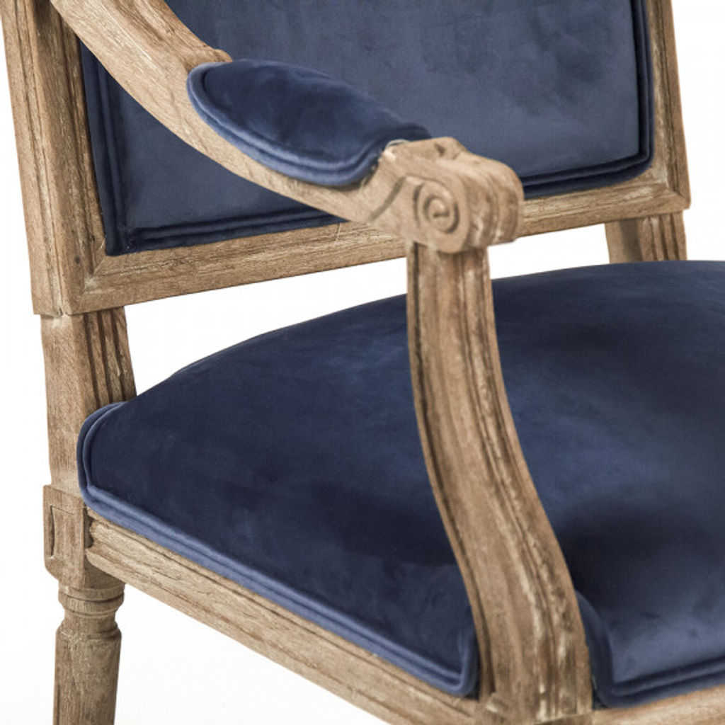 Blue Velvet Louis Arm Chair
