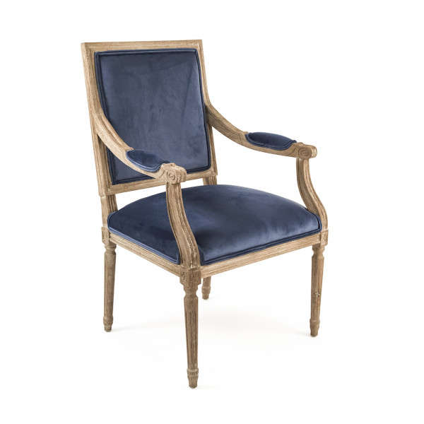 Blue Velvet Louis Arm Chair