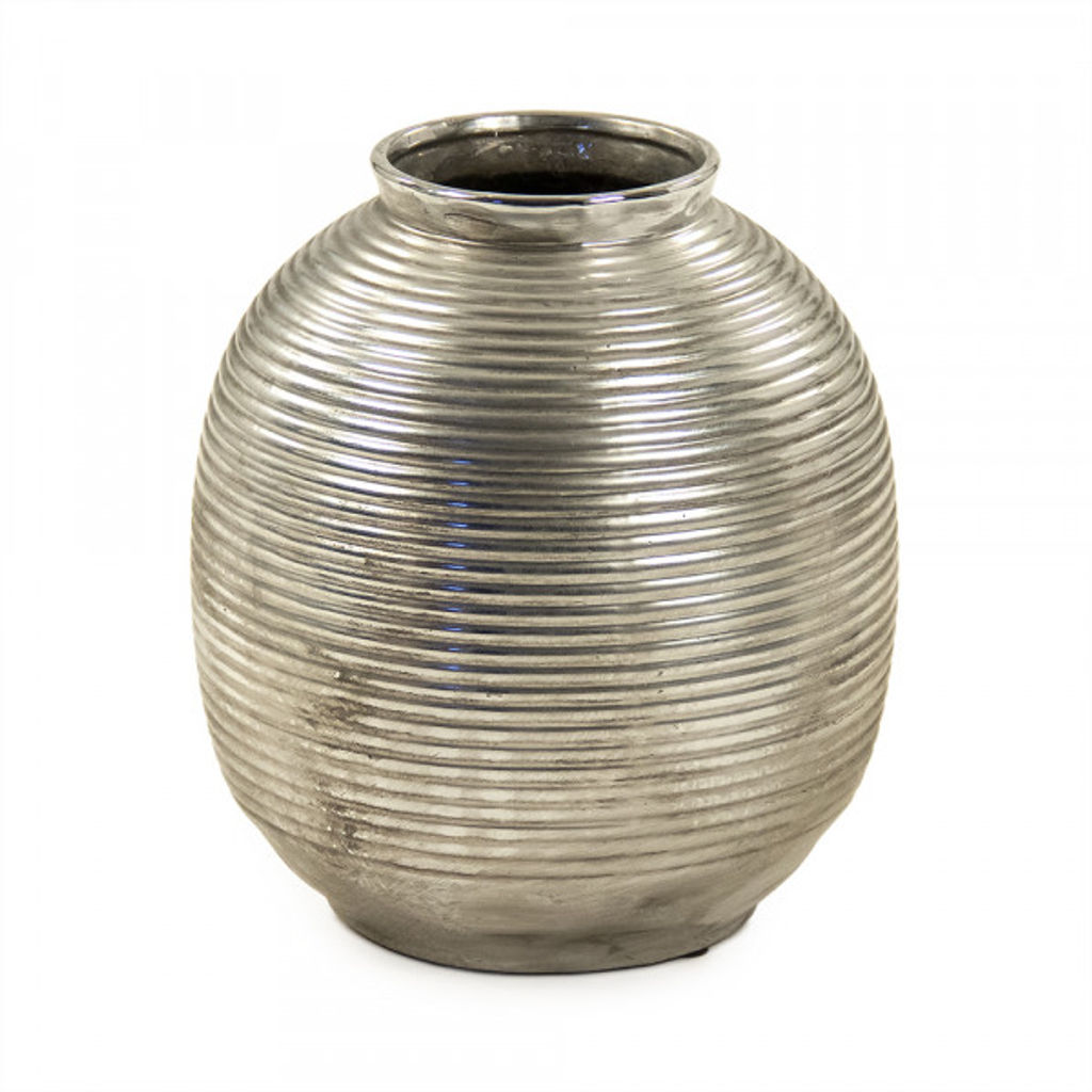 Distressed Metallic Spherical Vase