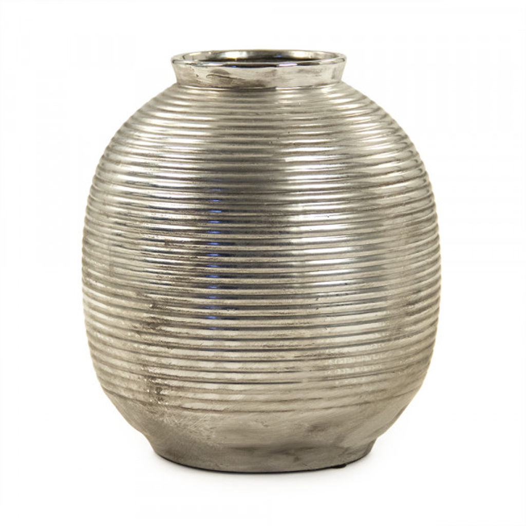 Distressed Metallic Spherical Vase