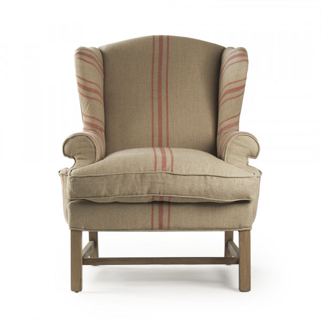 Striped Wingback Chair