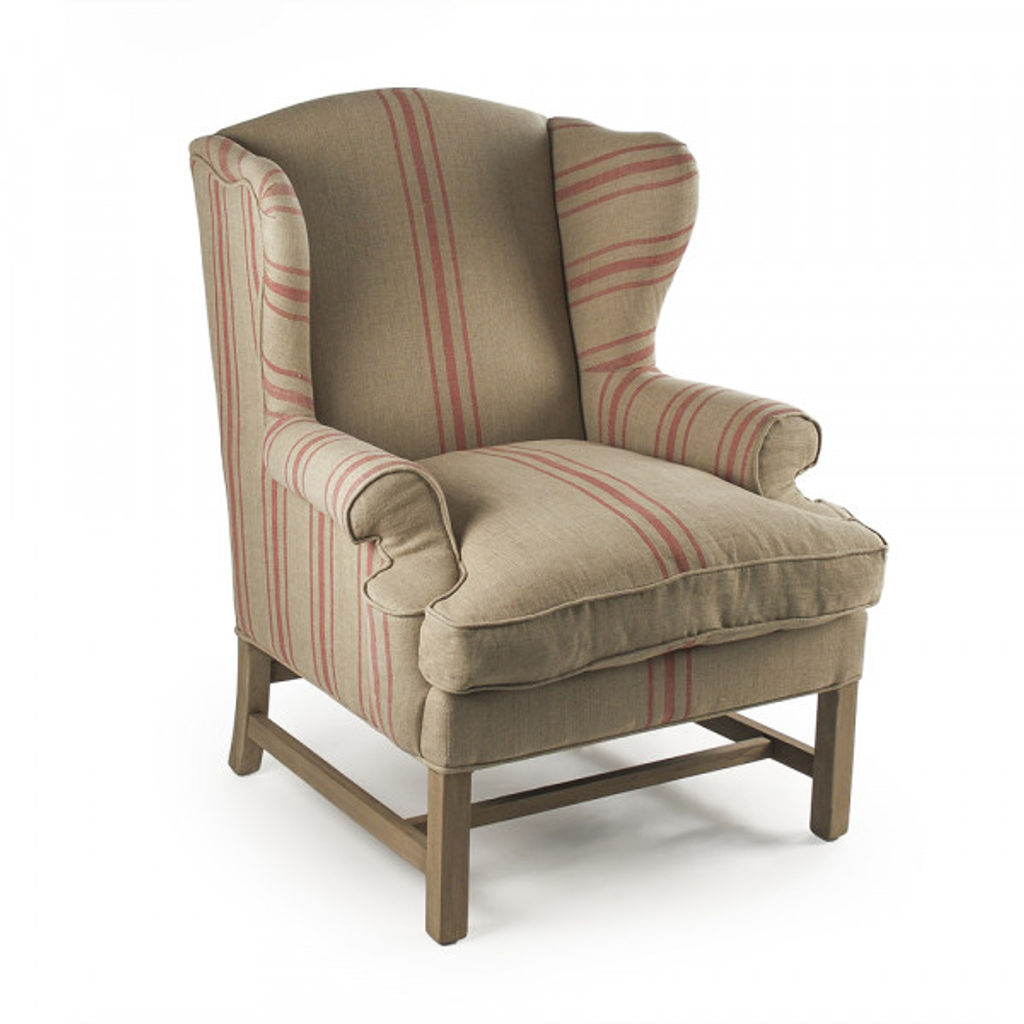 Striped Wingback Chair