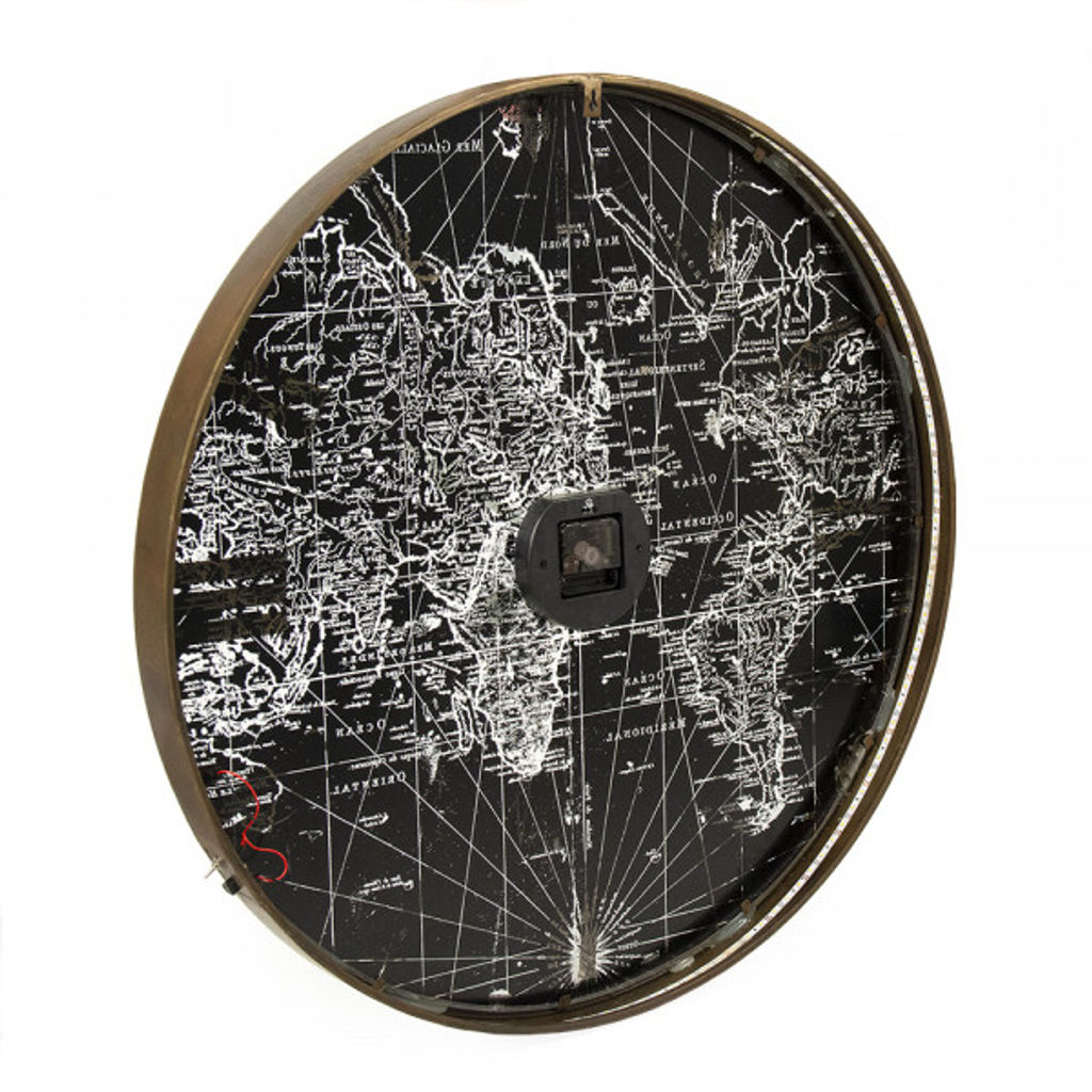 Mirrored Iron Clock W/ Led Light
